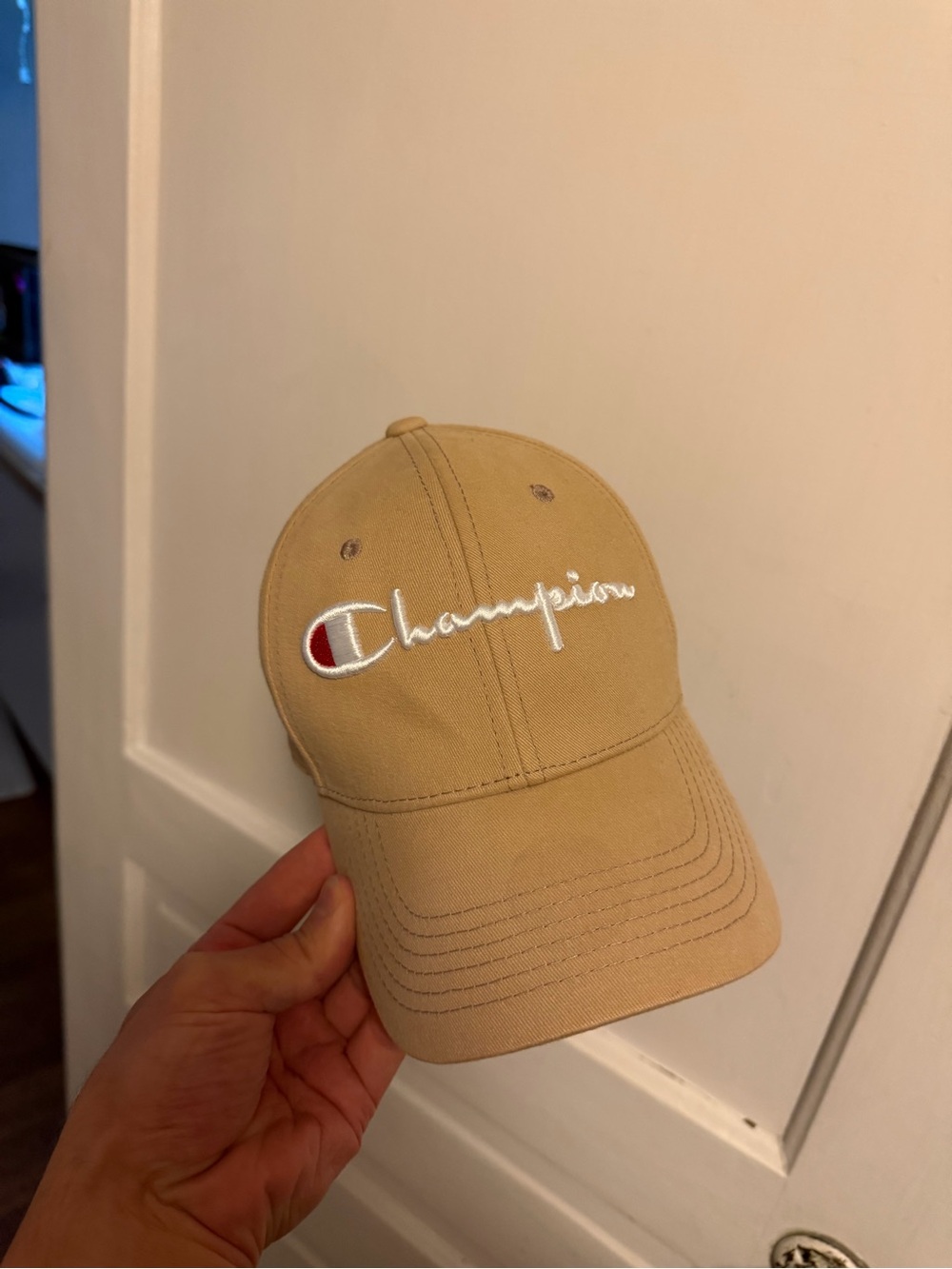 Champion Tan Embroidered Script Baseball Cap